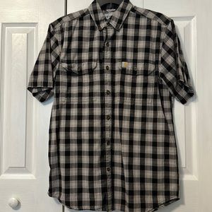 Carhartt Men’s Button Down Plaid Shirt, Relaxed Fit, size medium